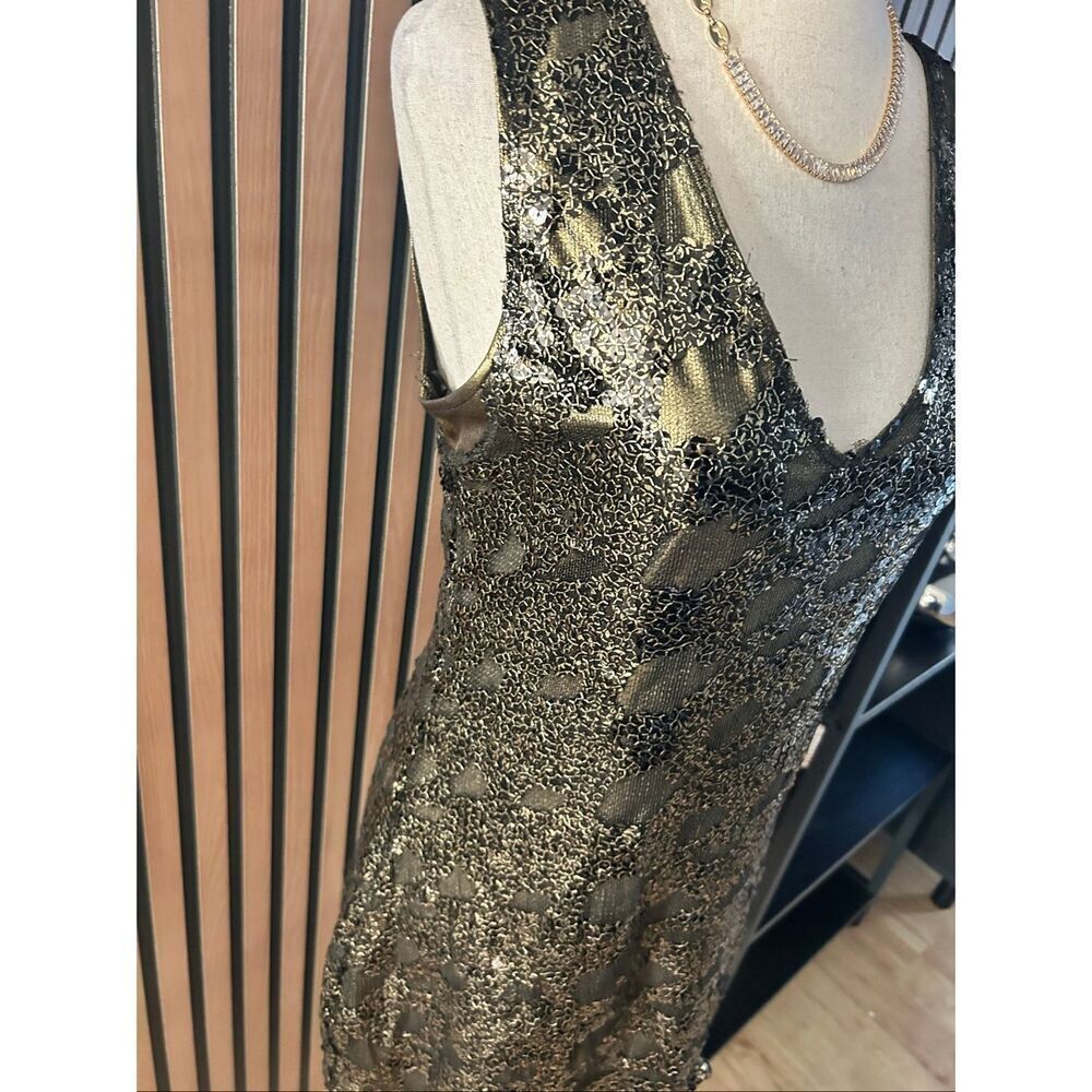 Express NYE sequin gold and black dress size small 1920 style dress short - Picture 3 of 7